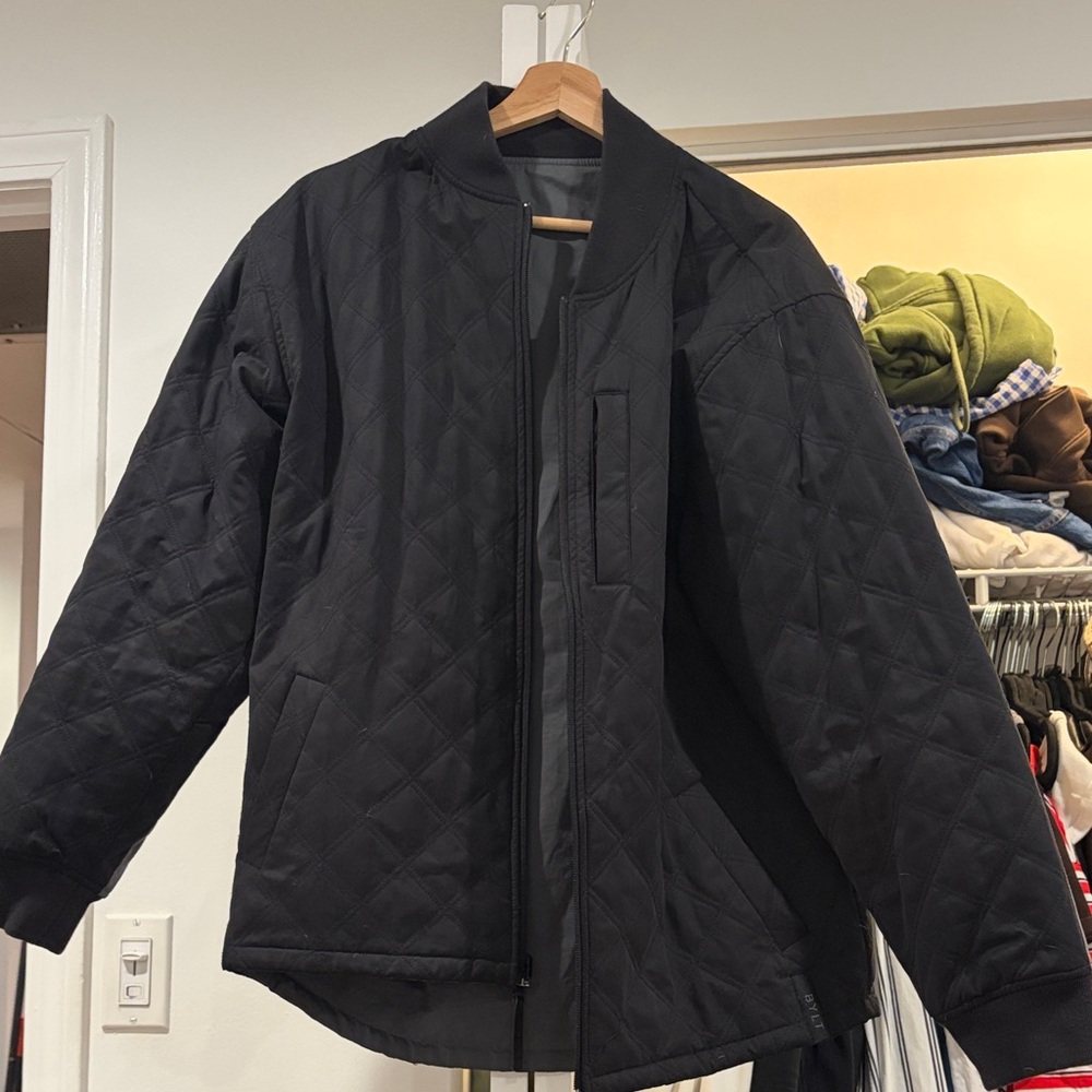 Black Quilted Men's Jacket - BYLT - reversible